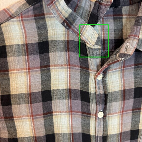 CP Shades Jay Plaid Button-Up Shirt Womens L Rolled Tab Sleeves Gray Cotton - Picture 8 of 13